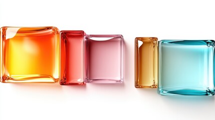 Aufkleber - An artistic arrangement of colored glass blocks on a white surface, presenting an eye-catching composition while highlighting the beauty and creativity of modern design.