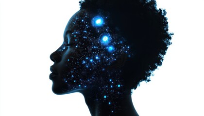 Poster - Digital Mind Connection of a Woman with Glowing Neural Network