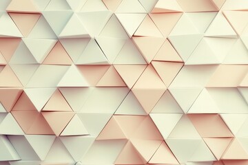 Poster - Geometric elegance on a textured wall showcasing overlapping triangles in soothing shades of white and blush pink. Generative AI