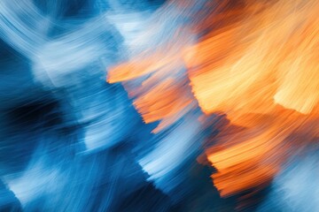 Poster - Blending hues of blue and orange create an ethereal sensation at twilight in an abstract vision of color and light. Generative AI