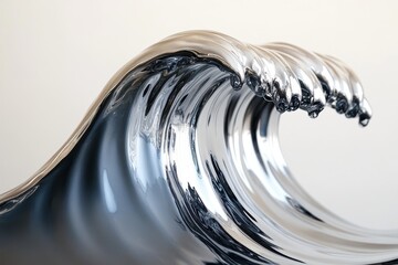 Poster - Captivating wave sculpture reflecting artistry and craftsmanship in a serene setting. Generative AI