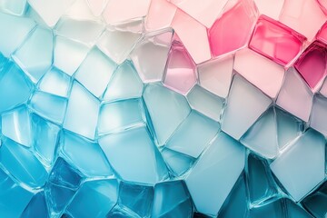 Poster - Intricate patterns of colored glass create a mesmerizing mosaic of soft blues and pinks in artistic display. Generative AI
