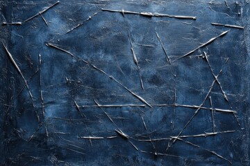 Poster - Striking blue canvas with intricate texture and thin lines capturing the essence of abstract art and creativity. Generative AI
