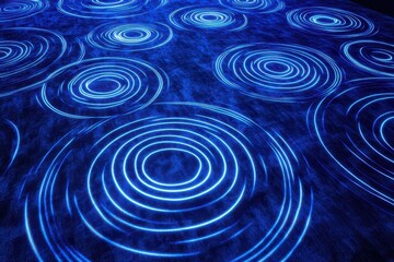 Poster - Dynamic blue ripples create an enchanting visual symphony in a serene environment. Generative AI