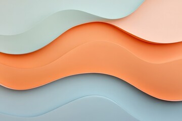 Poster - Colorful paper waves create a serene and abstract composition reflecting soft pastels and smooth contours. Generative AI