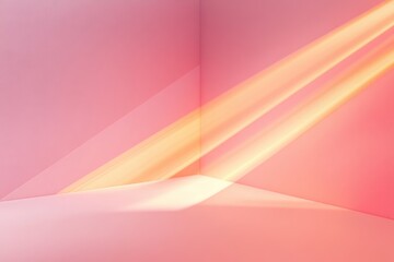 Poster - Soft pastel hues blend in a tranquil space as sunlight casts warm rays across a minimalist corner. Generative AI