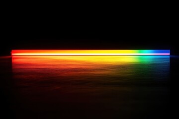 Poster - Colorful neon light strip illuminates a dark space with vibrant hues creating an artistic ambiance. Generative AI