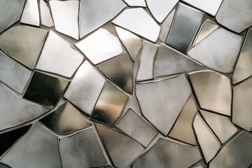 Poster - Reflective geometric tiles create an artistic mosaic pattern in a contemporary design environment. Generative AI