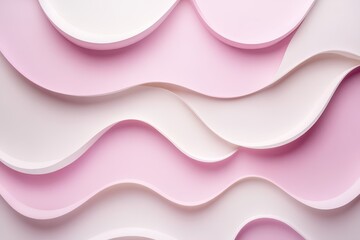 Poster - Fluid forms and gentle curves create a serene backdrop in soft shades of pink and white appealing to the senses. Generative AI