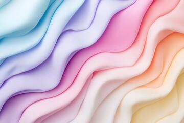 Poster - Waves of soft pastel fabric gently rolling into pleasing hues inspire a dreamy ambiance in a serene setting. Generative AI