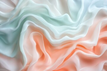 Poster - Delicate pastel fabric swirling softly, capturing the interplay of light and color in an artistic display of elegance. Generative AI
