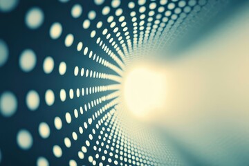 Poster - Exploration of light and pattern through a mesmerizing tunnel of dots during a creative visual experiment. Generative AI
