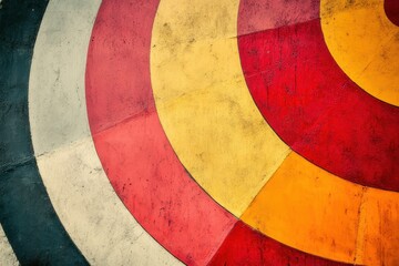 Poster - Vivid concentric circles in striking colors create a captivating visual experience in a lively urban setting. Generative AI