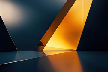 Poster - Intricate play of light and geometry in a modern architectural space during golden hour. Generative AI