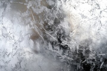 Poster - Unique abstract patterns on frost-covered glass create a mesmerizing winter atmosphere in a chilly environment. Generative AI