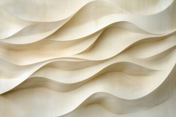 Poster - Textured waves of soft beige create a calming backdrop in modern architecture highlighting natural elements. Generative AI