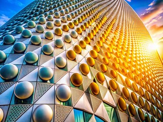 Poster - Architectural Detail: White Bead Texture Wall - Modern Building Facade