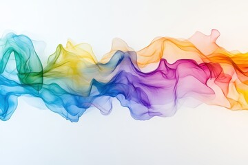 Poster - Colorful flowing waves of translucent fabric create an ethereal dance of hues in soft light, captivating the senses with beauty. Generative AI