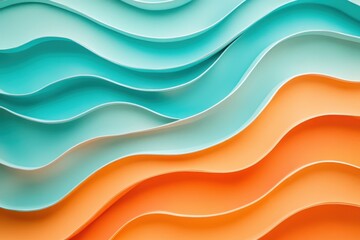 Poster - Colorful wave patterns create a serene and artistic composition, blending soothing shades of blue, turquoise, and orange. Generative AI