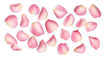Wall Mural - pink rose petals isolated on transparent background cutout