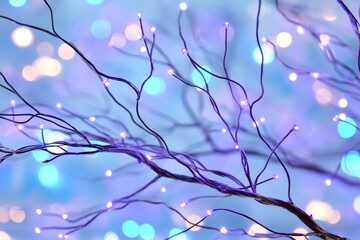 Poster - Illuminated branches, bokeh background, winter decor, festive mood, holiday card