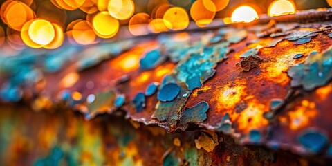 Poster - Bokeh Effect: Abstract Rust and Paint Texture Background - Grunge Industrial Photography