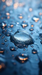 Poster - Realistic water droplets forming a glass surface with a soft light background The subtle rain texture and scattered dew create a refreshing clean aesthetic for product displays
