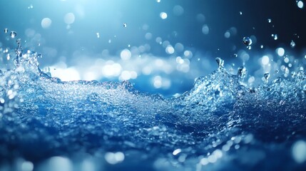 Fototapete - Realistic water droplets scattered across deep blue background mimicking fresh dew on a cool surface forming abstract liquid bubbles and a refreshing wet texture