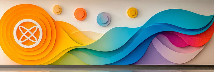 Poster - a vibrant classroom mural depicting famous mathematical concepts like infinity symbols, pi, and tess