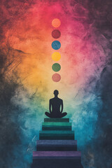 Aufkleber - A vibrant collage combining elements of mindfulness, meditation, and positive affirmations to illustrate holistic therapy approaches,