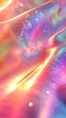 Fototapete - Shimmering holographyinspired abstract design featuring gradient pearl material a soft iridescent rainbow pattern Y2k aesthetic with a vibrant color flow creating a futuristic dreamy visual