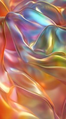 Poster - Shimmering holographyinspired abstract design featuring gradient pearl material a soft iridescent rainbow pattern Y2k aesthetic with a vibrant color flow creating a futuristic dreamy visual