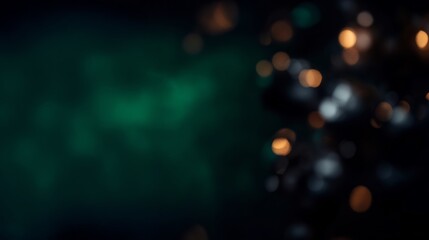 Wall Mural - Dark teal background subtly glows with warm golden bokeh lights. AI Generated