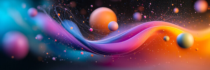 Aufkleber - a creative visualization of string theory, showing interwoven strings vibrating in multiple dimensio
