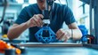 © Allie - A person using a 3D printer to create a prototype, symbolizing innovation and modern manufacturing, Workshop scene