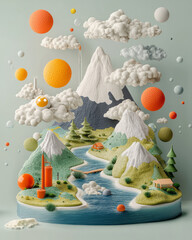 Poster - A creative visualization of environmental chemistry, illustrating the impact of pollutants on ecosystems with colorful and dynamic elements,