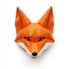 Wall Mural - Geometric orange fox head on white background, decorative artwork for website, print, product