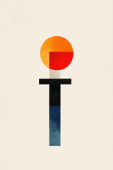 Poster - A minimalist illustrated catalog cover with clean lines and geometric shapes, showcasing a collection of modern art pieces,