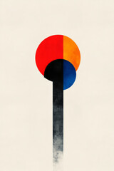 Poster - A minimalist illustrated catalog cover with clean lines and geometric shapes, showcasing a collection of modern art pieces,