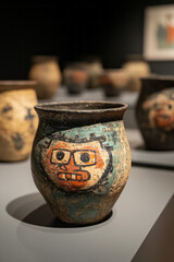 Poster - A serene museum exhibit showcasing ancient pottery and artifacts, highlighting the historical and cultural aspects of art history,