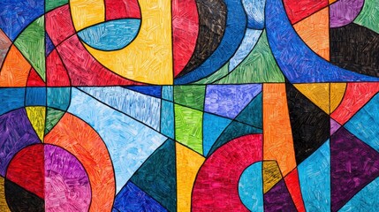 Poster - A colorful abstract painting with a lot of different shapes and colors
