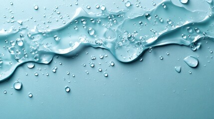 Poster - Water drops a light turquoise background creating a refreshing design with a realistic texture of fresh droplets and dewy bubbles scattered across the surface