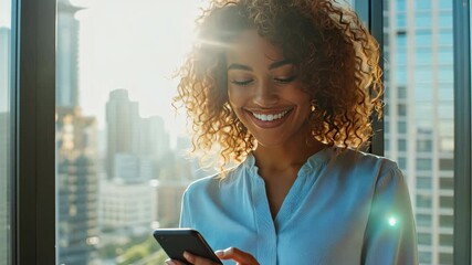 Wall Mural - The Woman with Smartphone Happiness