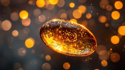 Poster - A small, round, yellow object is floating in a blurry background