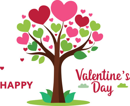 tree with hearts, the tree of love, Happy Valentines day
vector art illustration isolated on white background 