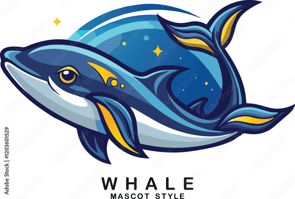Whale logo Mascot Style design animal giant fish on world's sea concept ...