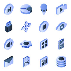 Canvas Print - Set of Stationery and Medical Flat Isometric Icons