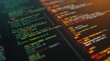 © Arcadia World - Close-up of colorful programming code on a computer screen, showcasing the complexity and beauty of software development.