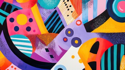 Poster - A colorful abstract painting with many different shapes and colors