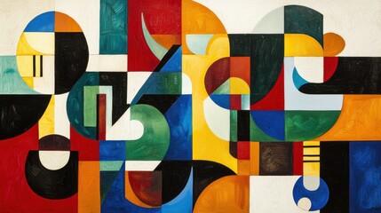 Poster - A colorful abstract painting with a lot of different shapes and colors